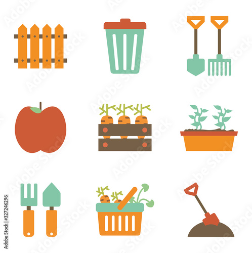Isolated gardening flat style icon set vector design