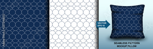 Abstract . Sashiko seamless pattern. line indigo and white background. design for pillow, print, fashion, clothing, fabric, gift wrap. mockup template pillow seamless pattern. Vector.