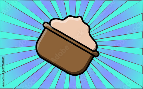 Beauty glamor cream in a make-up and beauty spot against a background of abstract blue rays. Vector illustration