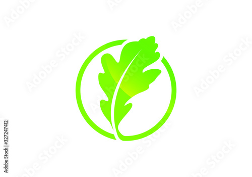 Oak leaf icon Green color in a circle vector illustration.
