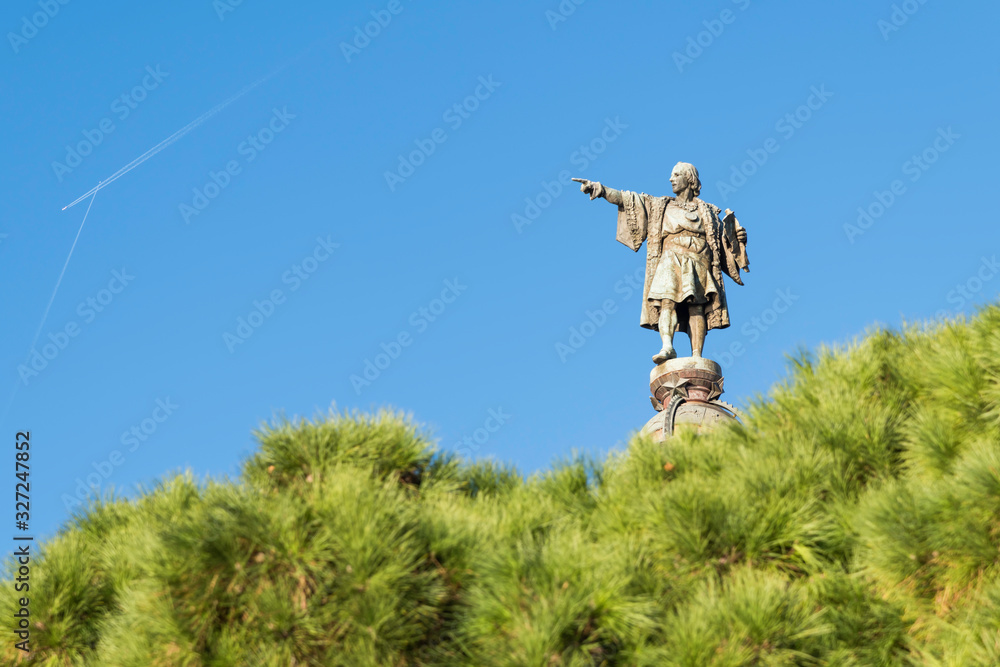 Cristobal Colon statue in Barcelona city, Spain