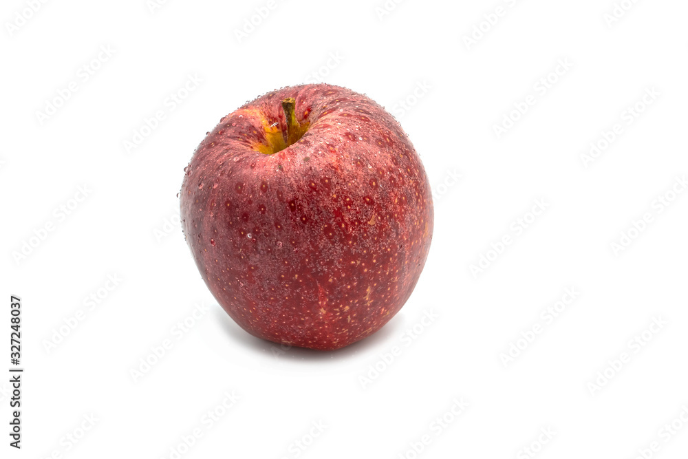 fresh red apple with drops of water, isolated on white background fresh red apple with drops of water, isolated on white background