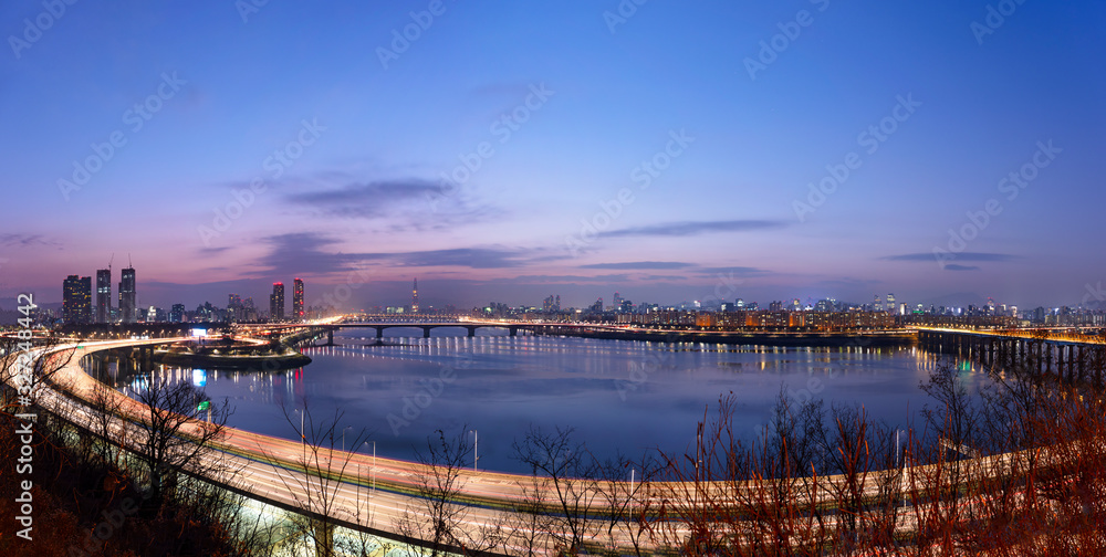 View of Seoul City Skyline at night South Korea