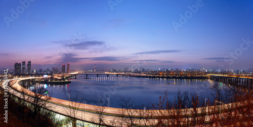 View of Seoul City Skyline at night South Korea