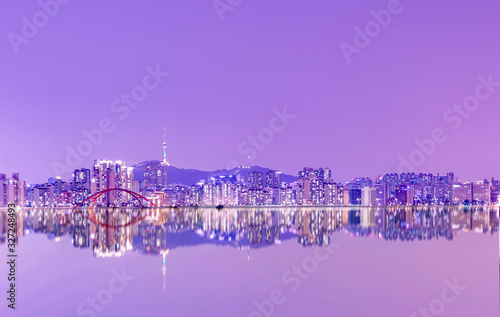 Photography Seoul City Skyline and Seoul Tower