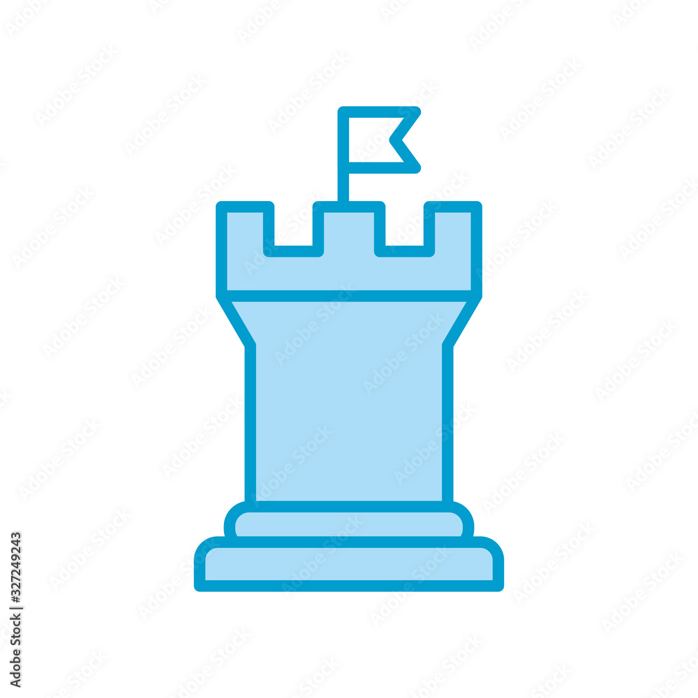 Isolated tower with flag line and fill style icon vector design Isolated tower with flag line and fill style icon vector design