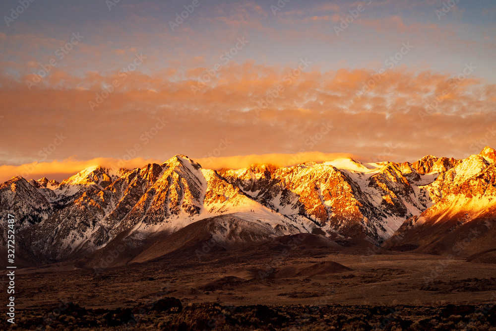 sunrise snowy Sierra Nevada mountains