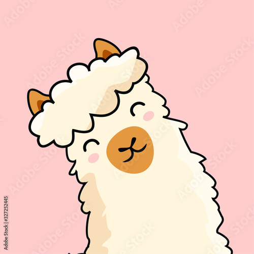Head Llama Cartoon Cute Alpaca