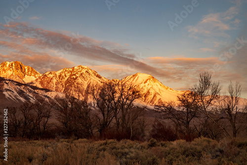 sunrise snowy Sierra Nevada mountains