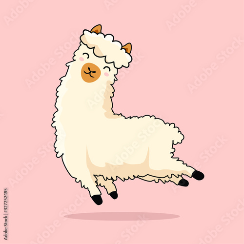 Jumping Llama Cartoon Cute Alpaca