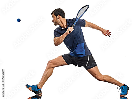 Fotografía squash player man isolated white background