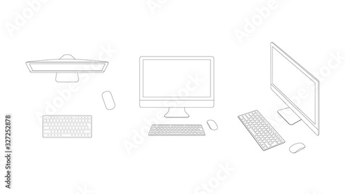 Desktop computer (Line drawing)