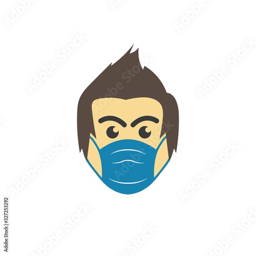 face man using pollution mask vector