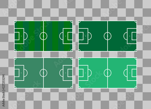 Set of soccer fields of different colors on the background.Flat fields.Vector illustration