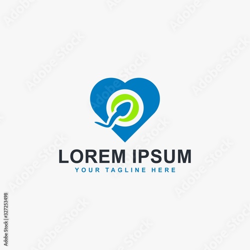 Fertility logo design. Medical care illustration symbol. Sperm and love vector icons.