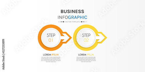Business infographic element with 2 options, steps, number vector template design