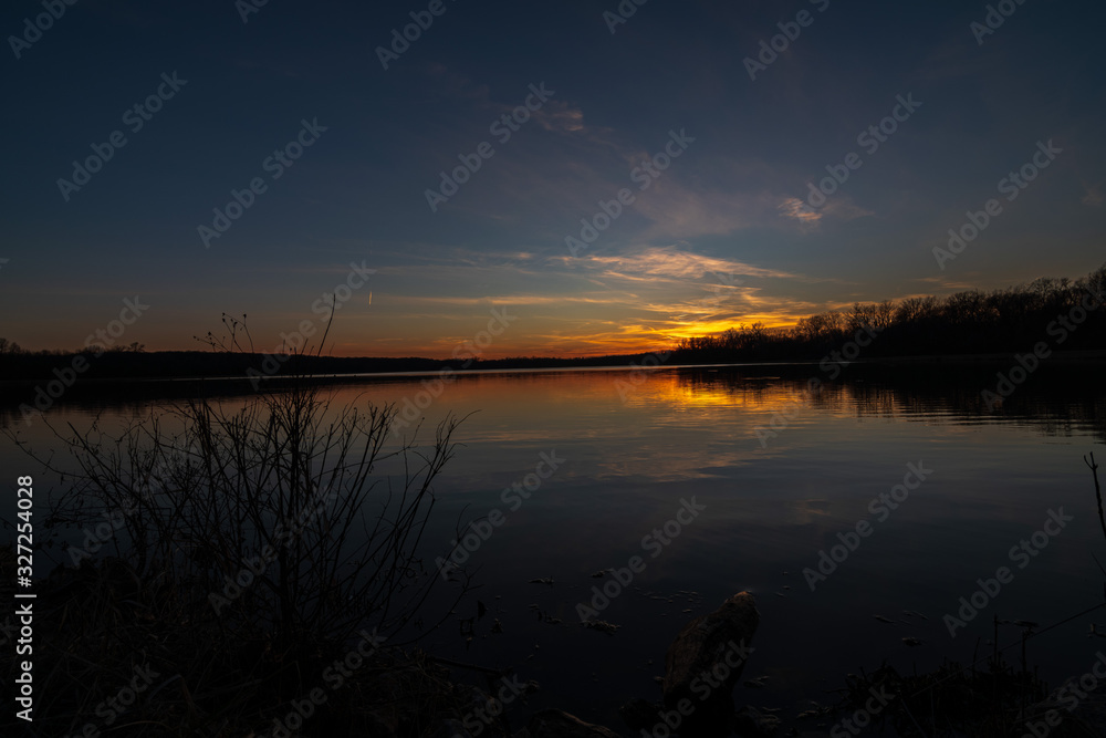 sunset over the lake