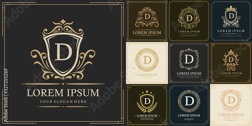 Set of luxury logo template, Initial letter type D, vector illustration