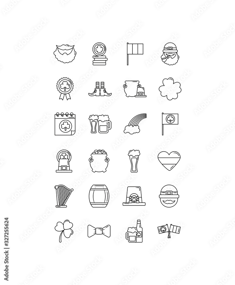 set of icons st patrick day, flat style icon set of icons st patrick day, flat style icon