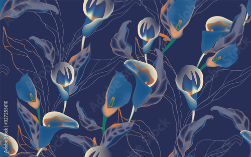 Vector illustration with large inflorescences of plants.
