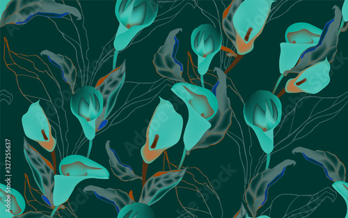 Vector illustration with large inflorescences of plants.