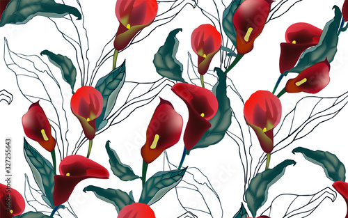 Vector illustration with large inflorescences of plants.