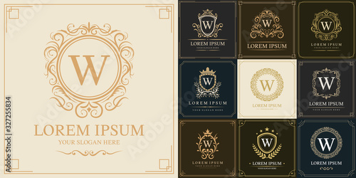 Set of luxury logo template  Initial letter type W  vector illustration