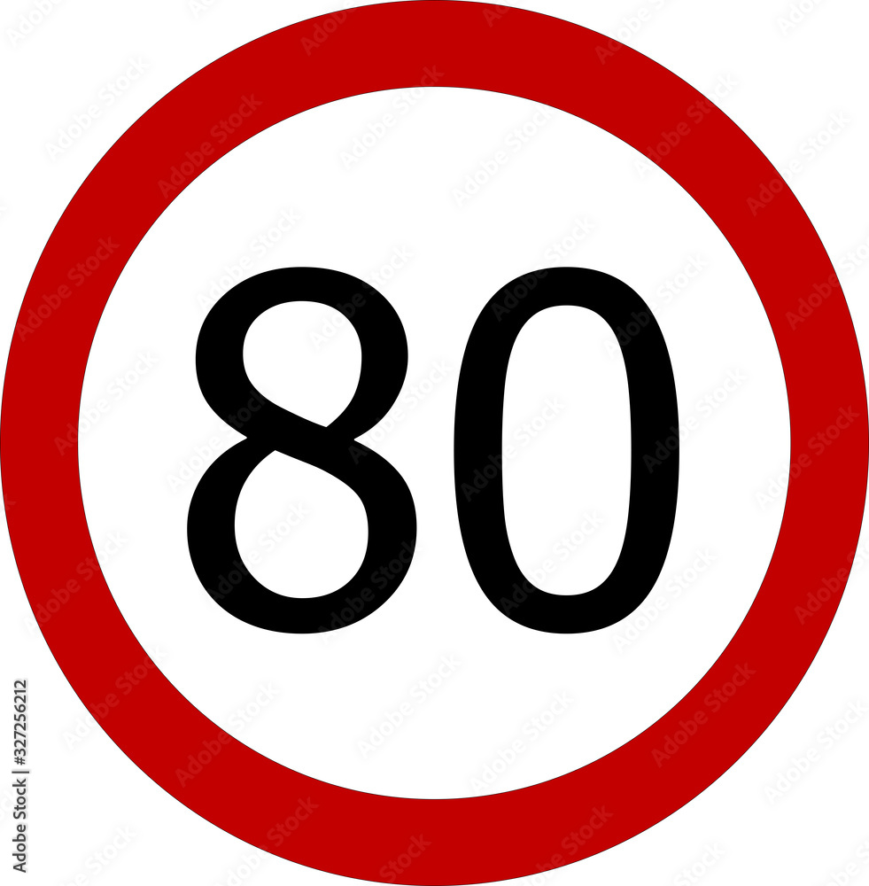 Speed limit 85 kmh or 85 mph sign on white background Speed limit 85 kmh or 85 mph sign on white background