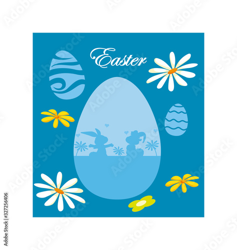 easter label with egg, greeting card