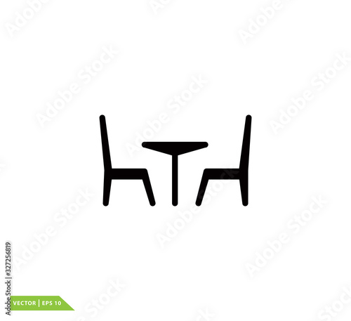 Chair and table icon vector logo template