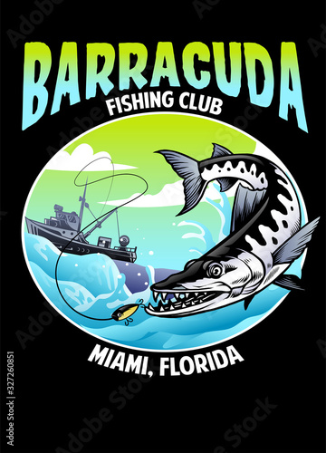 shirt design barracuda fishing