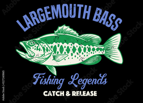 shirt design of largemouth bass fishing with texture