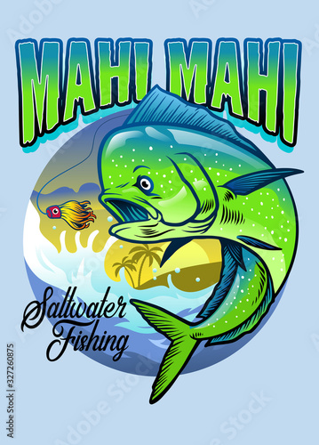 shirt design of mahi mahi fishing