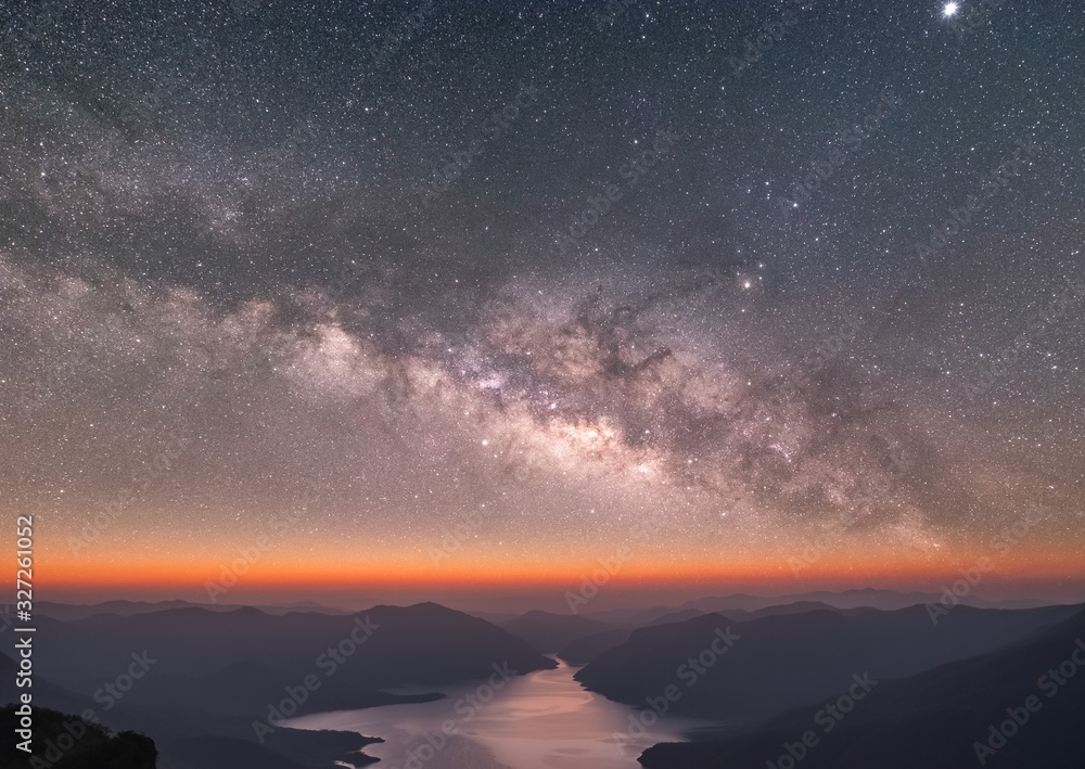 The stars and the milky way in the dark sky at night are very beautiful. The stars and the milky way in the dark sky at night are very beautiful.