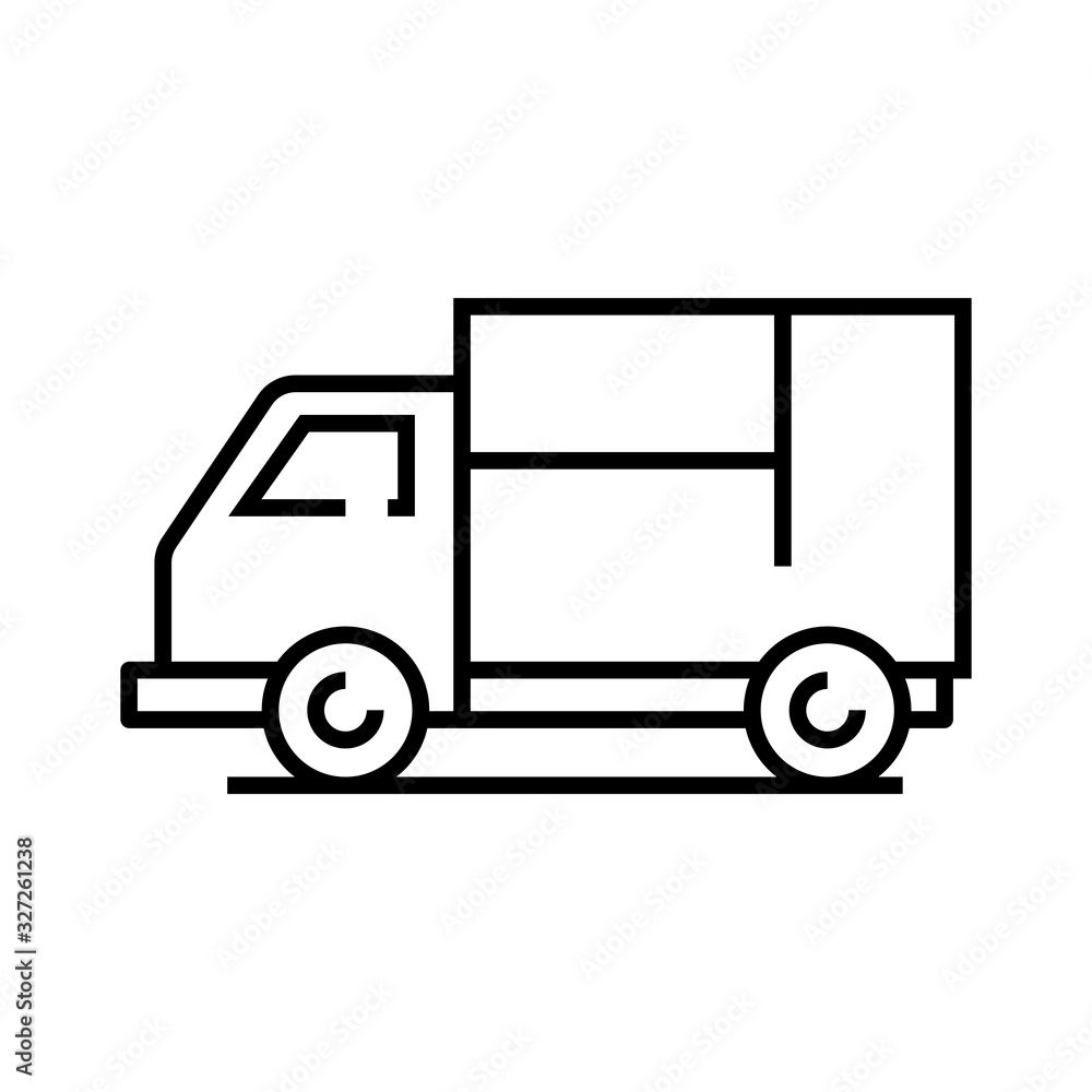 Lorry line icon, concept sign, outline vector illustration, linear symbol.