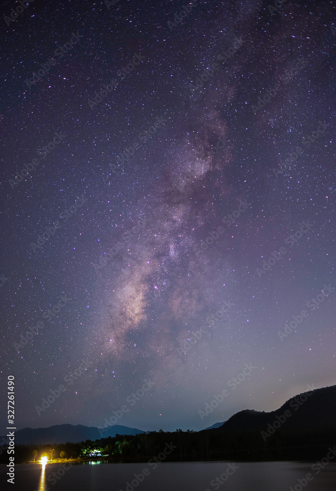 The stars and the milky way in the dark sky at night are very beautiful. The stars and the milky way in the dark sky at night are very beautiful.