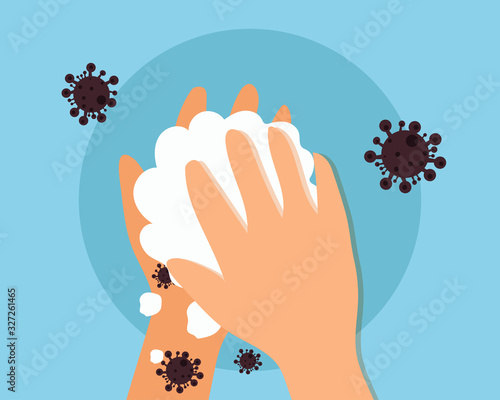 wash your hand for protect from virus concept, cartoon vector style for your design.