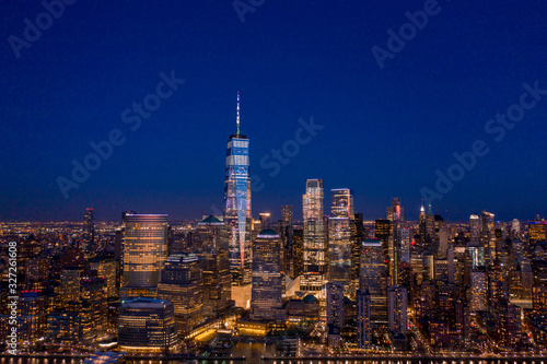 Wallpaper Mural New York City skyline with WTC in sunset, aerial photography  Torontodigital.ca