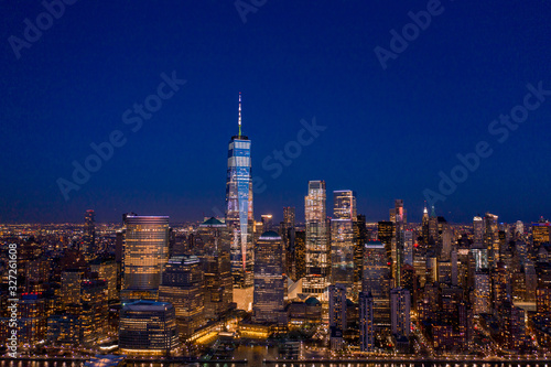 New York City skyline with WTC in sunset, aerial photography  © raoyang