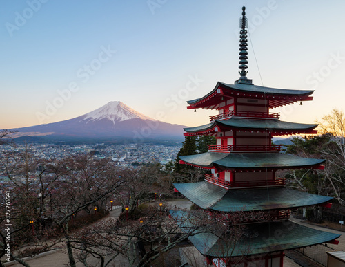 Beautiful landscape with Mt. Fuji and Chureito Pagoda