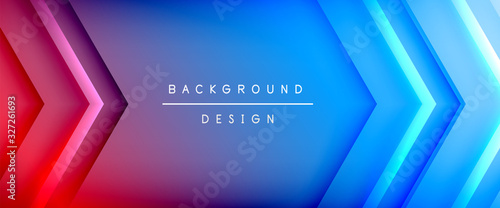 Arrow lines, technology digital template with shadows and lights on gradient background. Trendy simple fluid color gradient abstract background with dynamic straight shadow lines effect