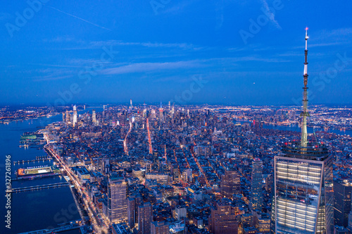 New York City WTC in sunset, aerial photography 