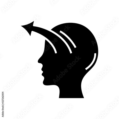 Focused mind black icon, concept illustration, vector flat symbol, glyph sign.