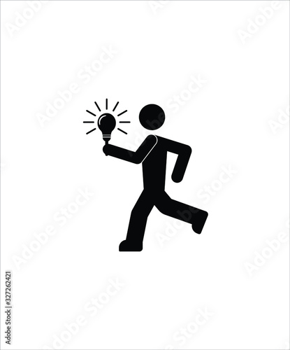 man with bulb flat icon,vector best illustration design icon. © OmKumawat