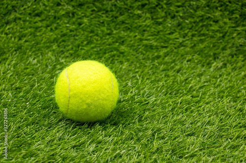 Tennis  ball is on green grass © thaninee