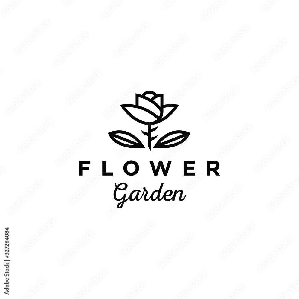 Obraz premium rose flower logo icon design vector in trendy linear line outline style