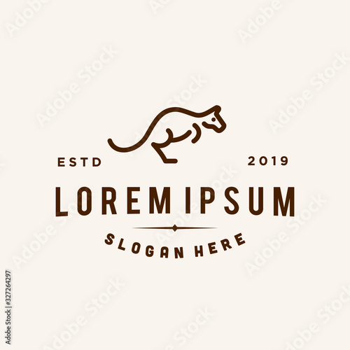 kangaroo wallaby logo vector line outline icon in trendy hipster vintage classic style illustration