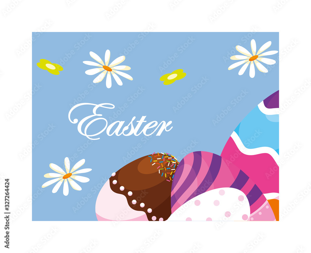 easter label with eggs, greeting card