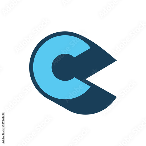 3d blue vintage letter c logo design