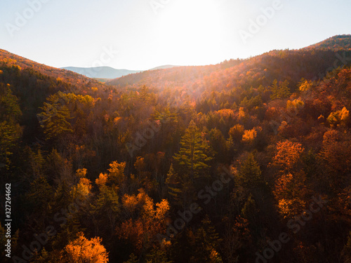 White Mountain with Autumn maples, aerial photography